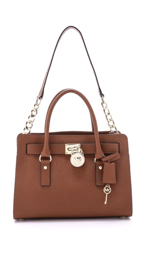 nwot michael kors hamilton east west saffiano satchel in luggage|Michael Kors Hamilton East West Satchel .